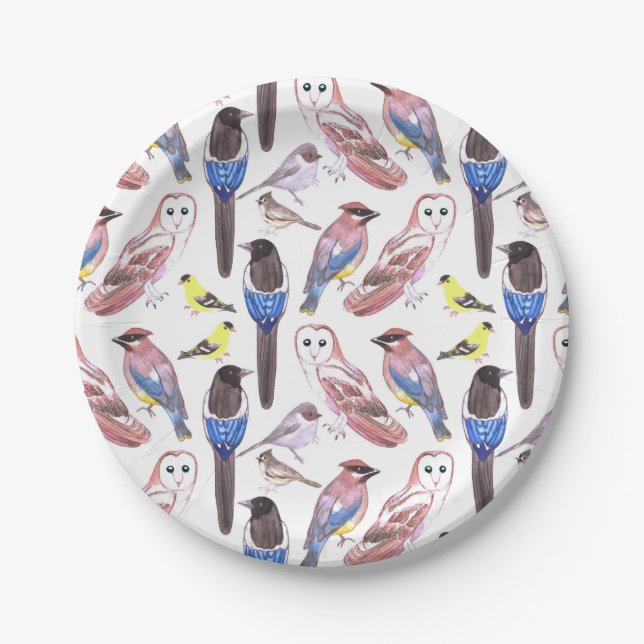 Birds of America in watercolor- Bird lovers Paper Plate (Front)