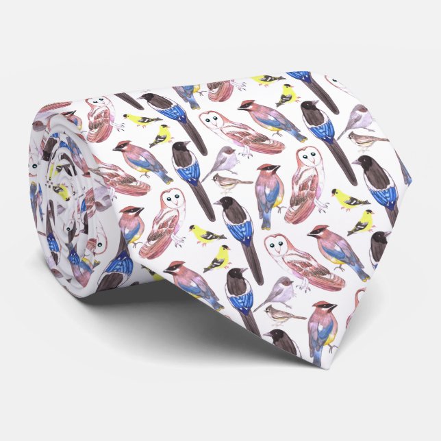 Birds of America in watercolor- Bird lovers Tie (Rolled)
