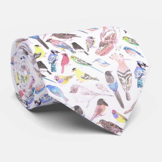 Birds of America- pets and wild birds in pastel Tie (Rolled)