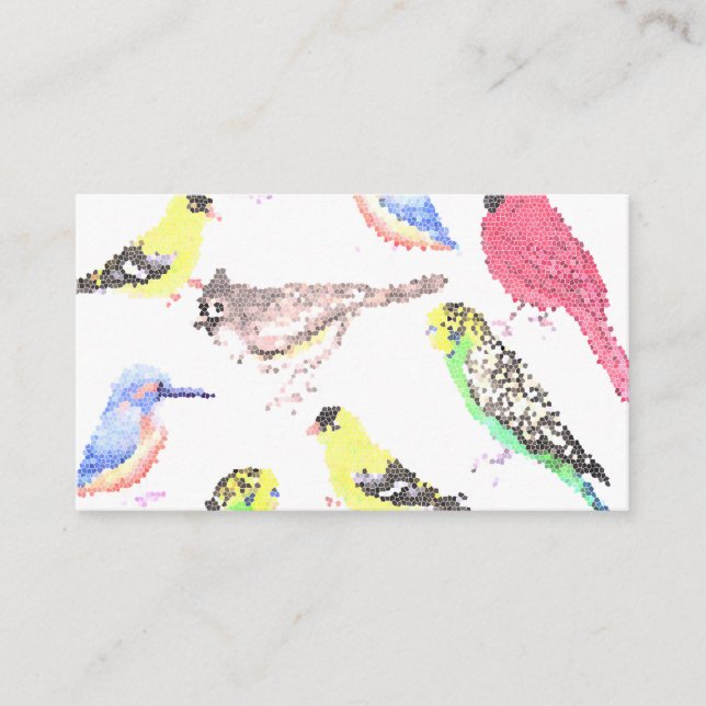 Birds of America- pets and wild birds mosaic Business Card (Front)
