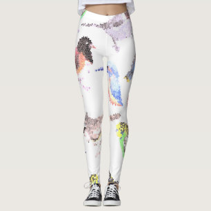 Birds of America- pets and wild birds mosaic Leggings