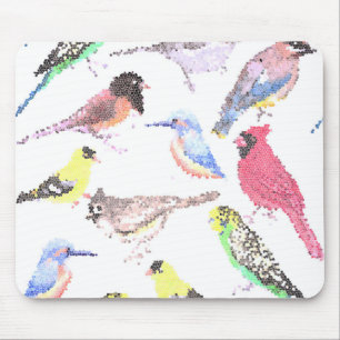 Birds of America- pets and wild birds mosaic Mouse Mat