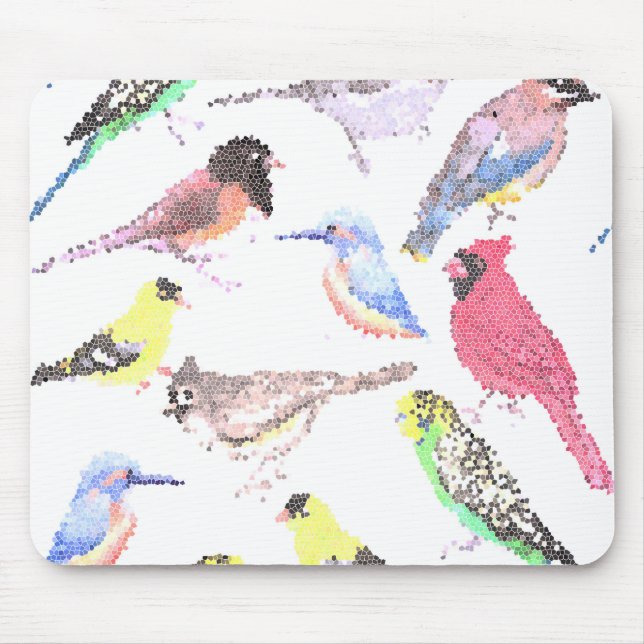 Birds of America- pets and wild birds mosaic Mouse Mat (Front)