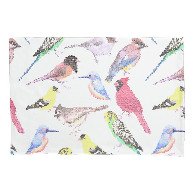 Birds of America- pets and wild birds mosaic Pillowcase (Front)
