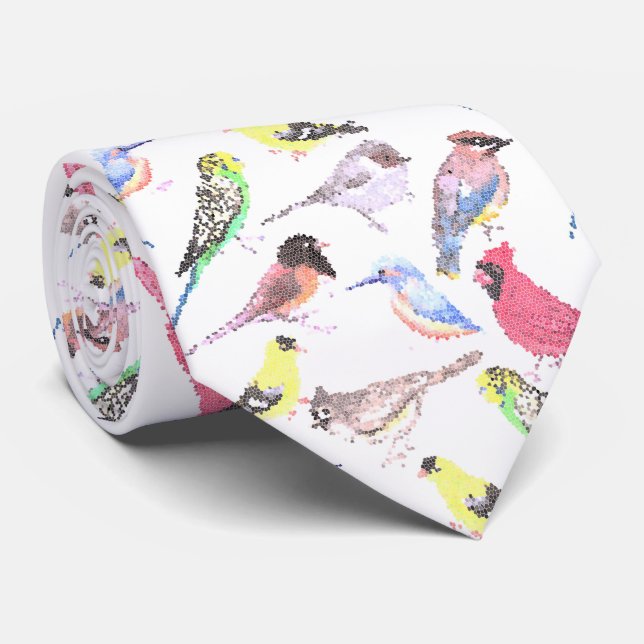 Birds of America- pets and wild birds mosaic Tie (Rolled)