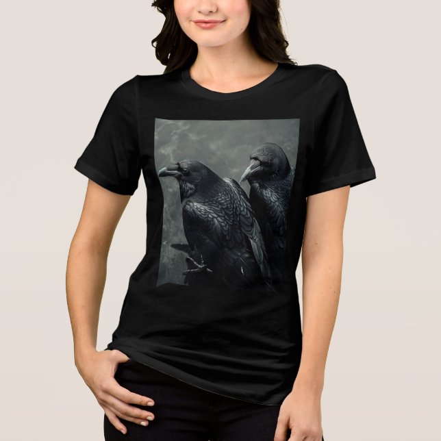 Birds of Feather Pair of  Crows, Ravens Tshirt (Front)