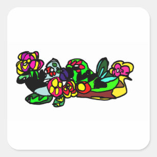 Birds of love square sticker