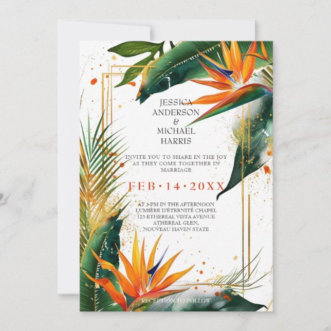 Birds of Paradise Bliss Invitation (Front)