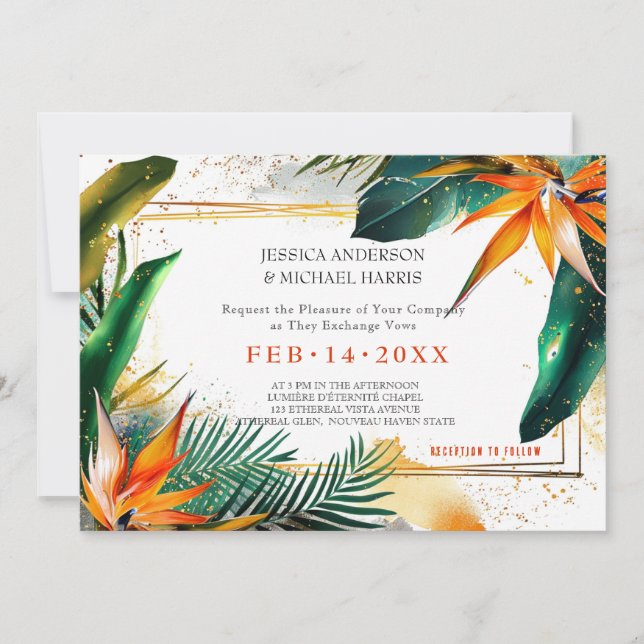 Birds of Paradise Bliss Invitation (Front)