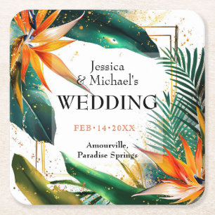 Birds of Paradise Bliss Square Paper Coaster