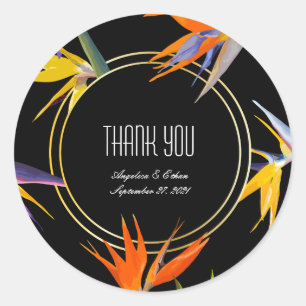 Birds of Paradise Floral Thank You Stickers