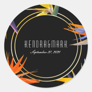 Birds of Paradise Floral Wedding Stickers