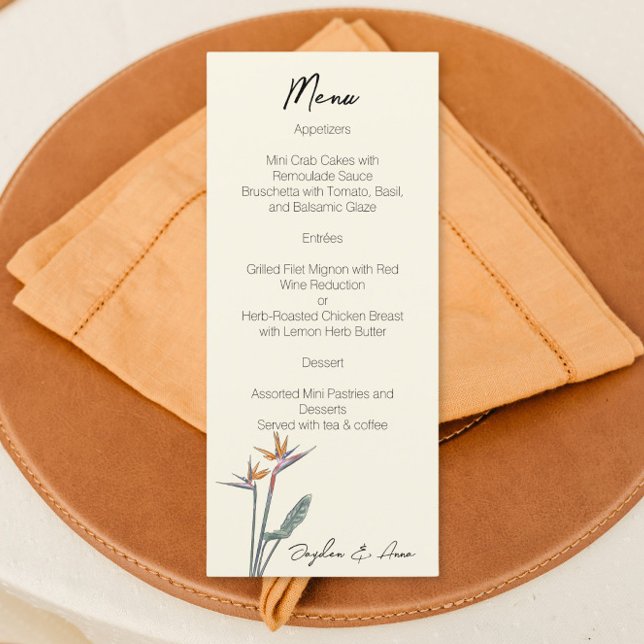Birds of Paradise for Wedding Watercolor design  Menu (Creator Uploaded)