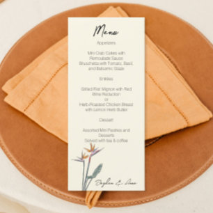 Birds of Paradise for Wedding Watercolor design Menu