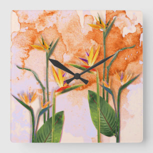 Birds of Paradise in Bloom Square Wall Clock