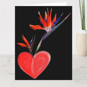 Birds Of Paradise in Heart Vase Card