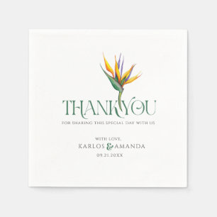 Birds of Paradise Thank You Wedding Typography Napkin