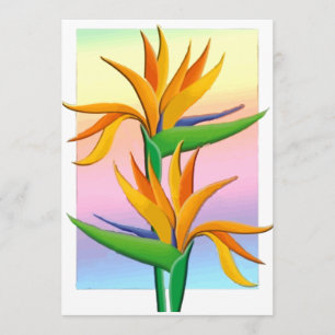Birds of Paradise with Pastel Rainbow Background Invitation