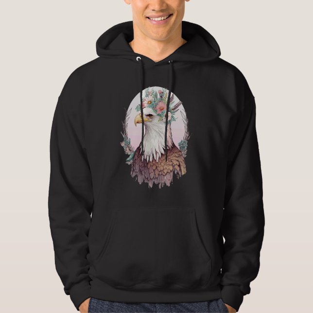 Birds Of Prey Bald Eagle Flower Crown Floral Birdi Hoodie (Front)