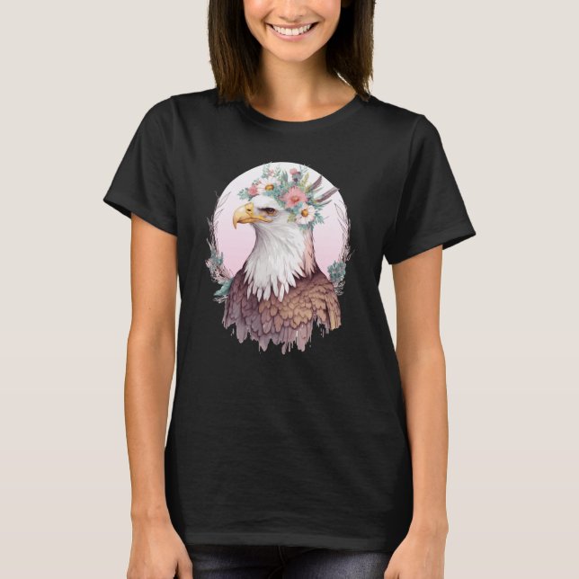Birds Of Prey Bald Eagle Flower Crown Floral Birdi T-Shirt (Front)