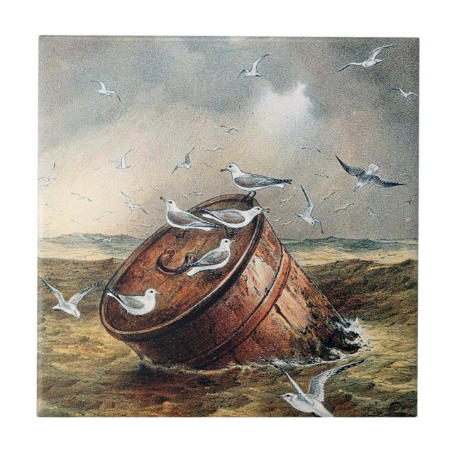 Birds On A Barrel Ceramics Tile (Front)