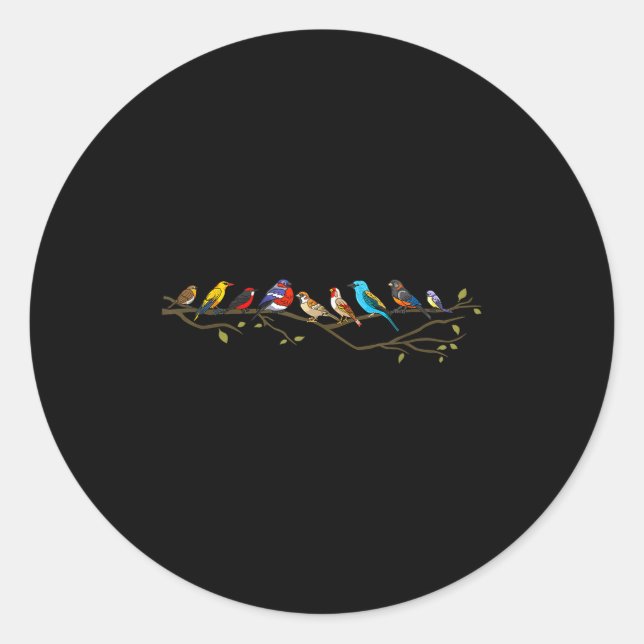 Birds On A Branch Birding Bird Watching Bird Watch Classic Round Sticker (Front)