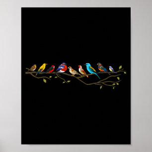 Birds On A Branch Birding Bird Watching Bird Watch Poster