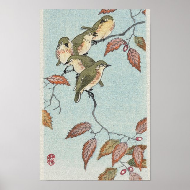 Birds on a Branch by Ohara Koson Poster (Front)