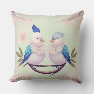Birds on a Cherry Blossom Branch Cushion