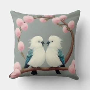 Birds on a Cherry Blossom Branch Cushion