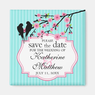 Birds on a Cherry Blossom Branch Save The Date Magnet