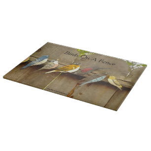 Birds On A Fence - Rustic Cutting Board