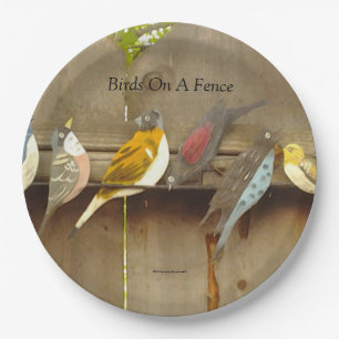 Birds On A Fence - Rustic Paper Plate