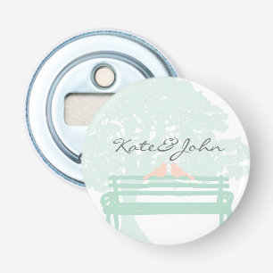 Birds on a Park Bench Wedding Bottle Opener