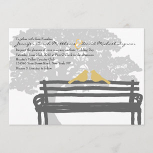 Birds on a Park Bench Wedding Invitations