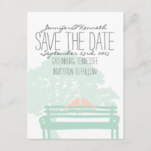 Birds on a Park Bench Wedding Save the Date Announcement Postcard