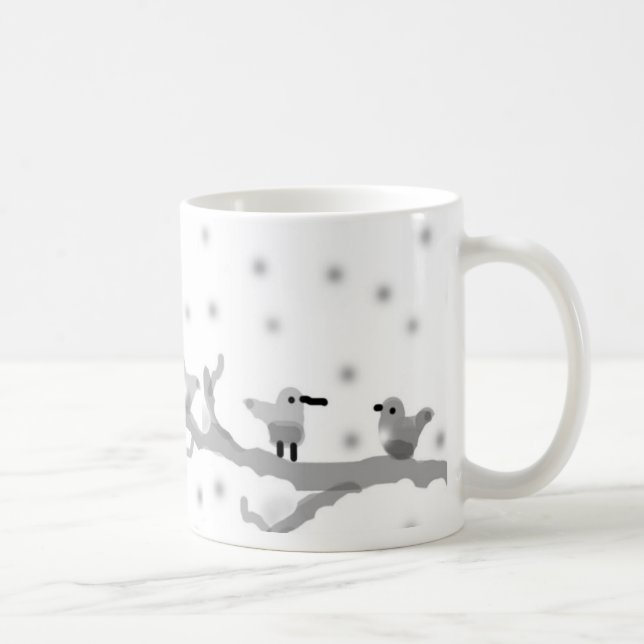 "BIRDS ON A SNOWY BRANCH"  Classic Mug, 11 oz Coffee Mug (Right)