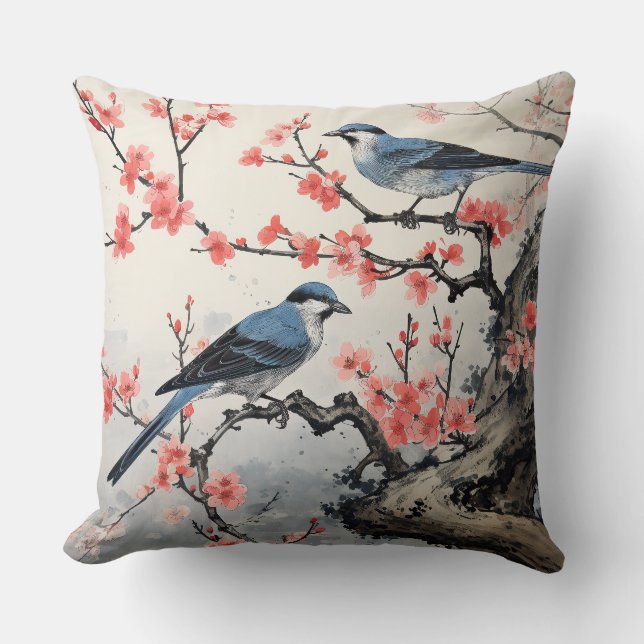 Birds on a Tree Branch Cushion (Front)