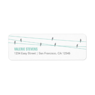Birds on a Wire Address Label (Blue)