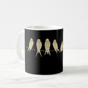 Birds On A Wire Artistic Music Notes Coffee Mug