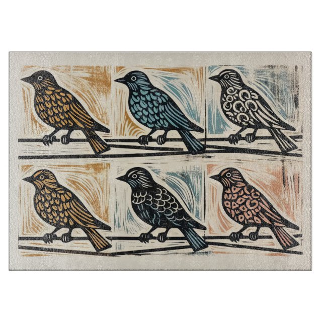 Birds On A Wire Cutting Board (Front)