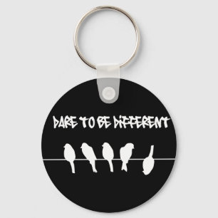 Birds on a wire – dare to be different (black) key ring