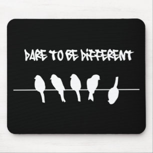 Birds on a wire – dare to be different (black) mouse mat