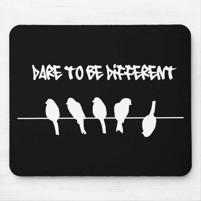 Birds on a wire – dare to be different (black) mouse mat (Front)