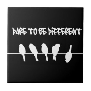 Birds on a wire – dare to be different (black) tile