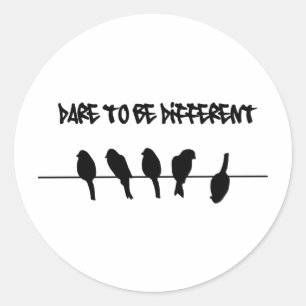 Birds on a wire – dare to be different classic round sticker