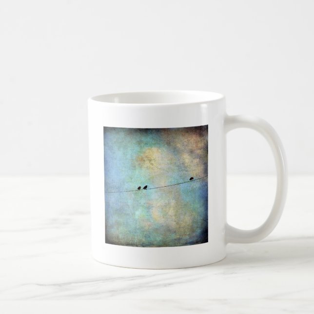 Birds on a Wire Digital Art Coffee Mug (Right)