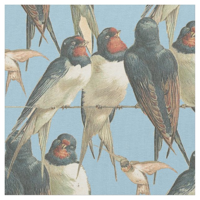 Birds on a Wire Fabric (Close Up)