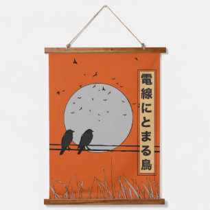 Birds on a wire hanging tapestry