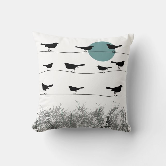 Birds On A Wire Pillow (Front)